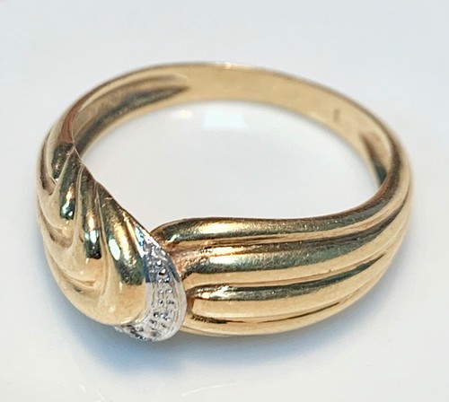 Bague En Or 18 Carats Avec Diamant 0.01 Carat - Taille 54, Occasion En Bon état, Sertie Or Jaune