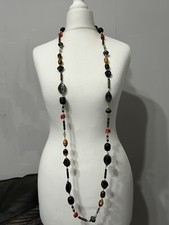 JAEGER Long Length Plastic Mixed Shaped Bead Necklace Bohemian Ethnic 
