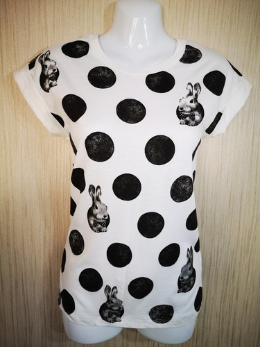 RABBIT HOLE Oii Ladies/Girls 100% Cotton T-shirts with Unique Hand Made Print - Picture 2 of 5
