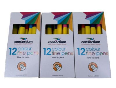 Feine Filzstifte Consortium 12 Farben Farbstifte abwaschbare Tinte 3 Packungen