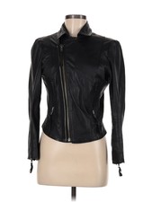 Joie Women Black Leather Jacket M