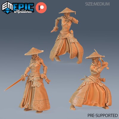 Warrior Monk Female DnD Dungeons and Dragons Japanese Style Miniatures 28mm