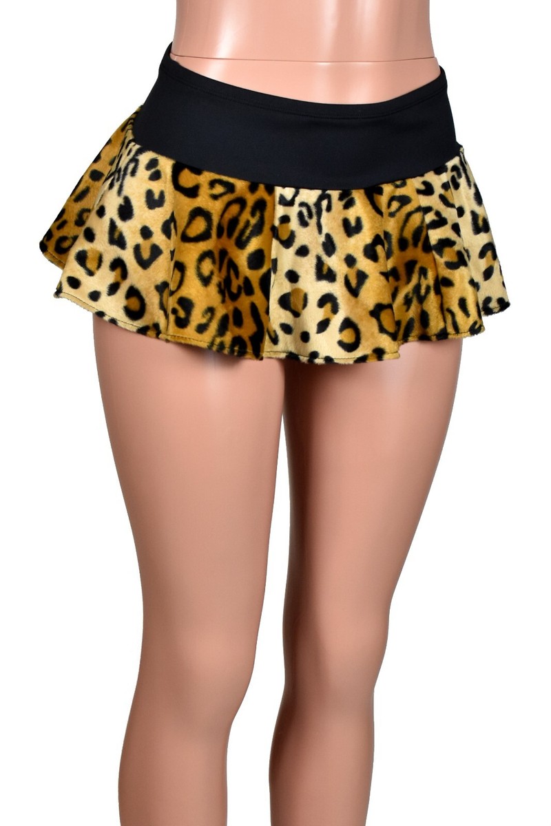 YUNCLOS Women's Leopard Print High Waist A-Line Mini Skirt - Zipper Closure, Dark Brown
