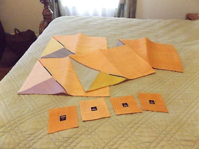8 PC SET 4 PLACEMATS 4 COASTERS MELON ORANGE WITH PASTELS