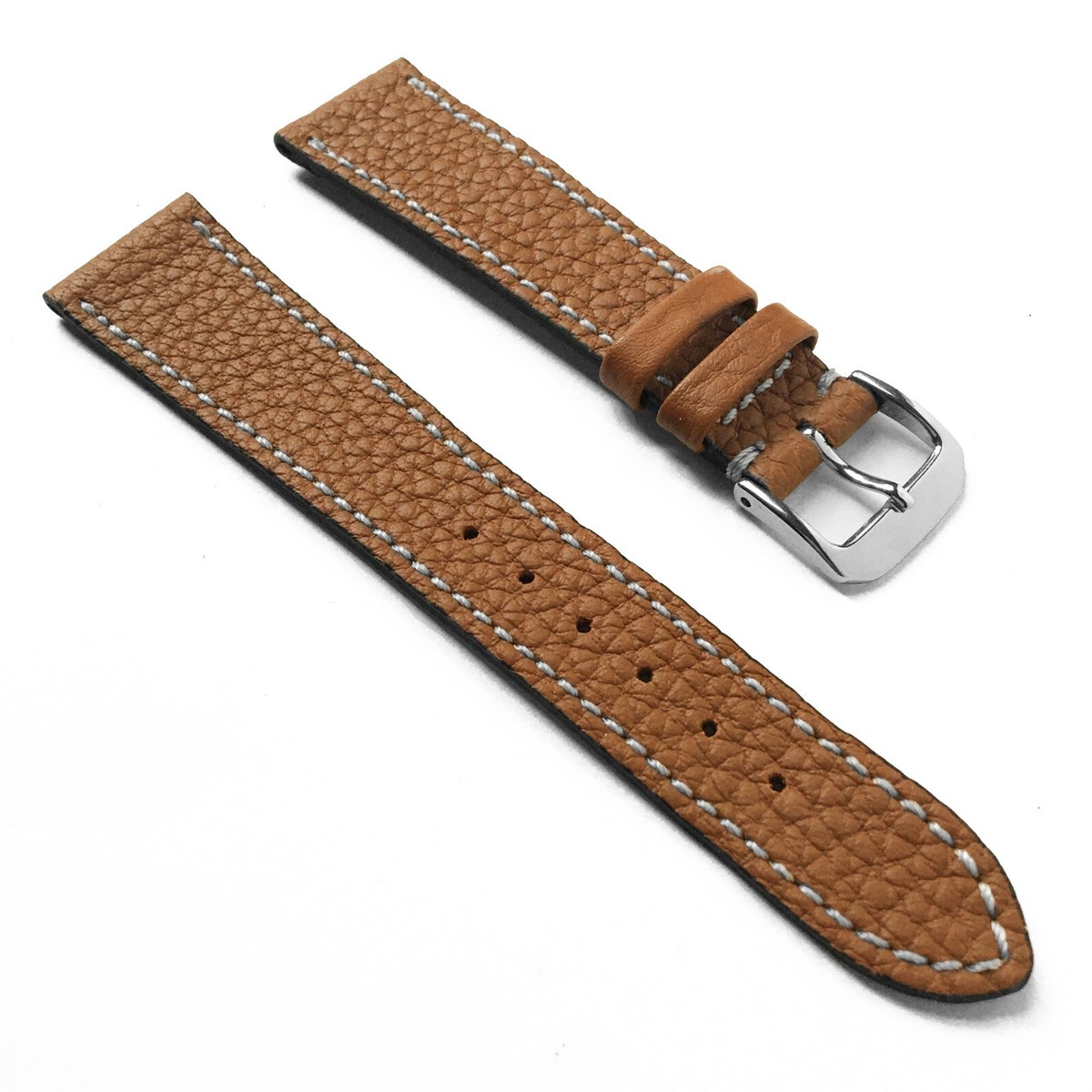 19mm Brown French Calf Naturally Shrunken Textured Leather Watch