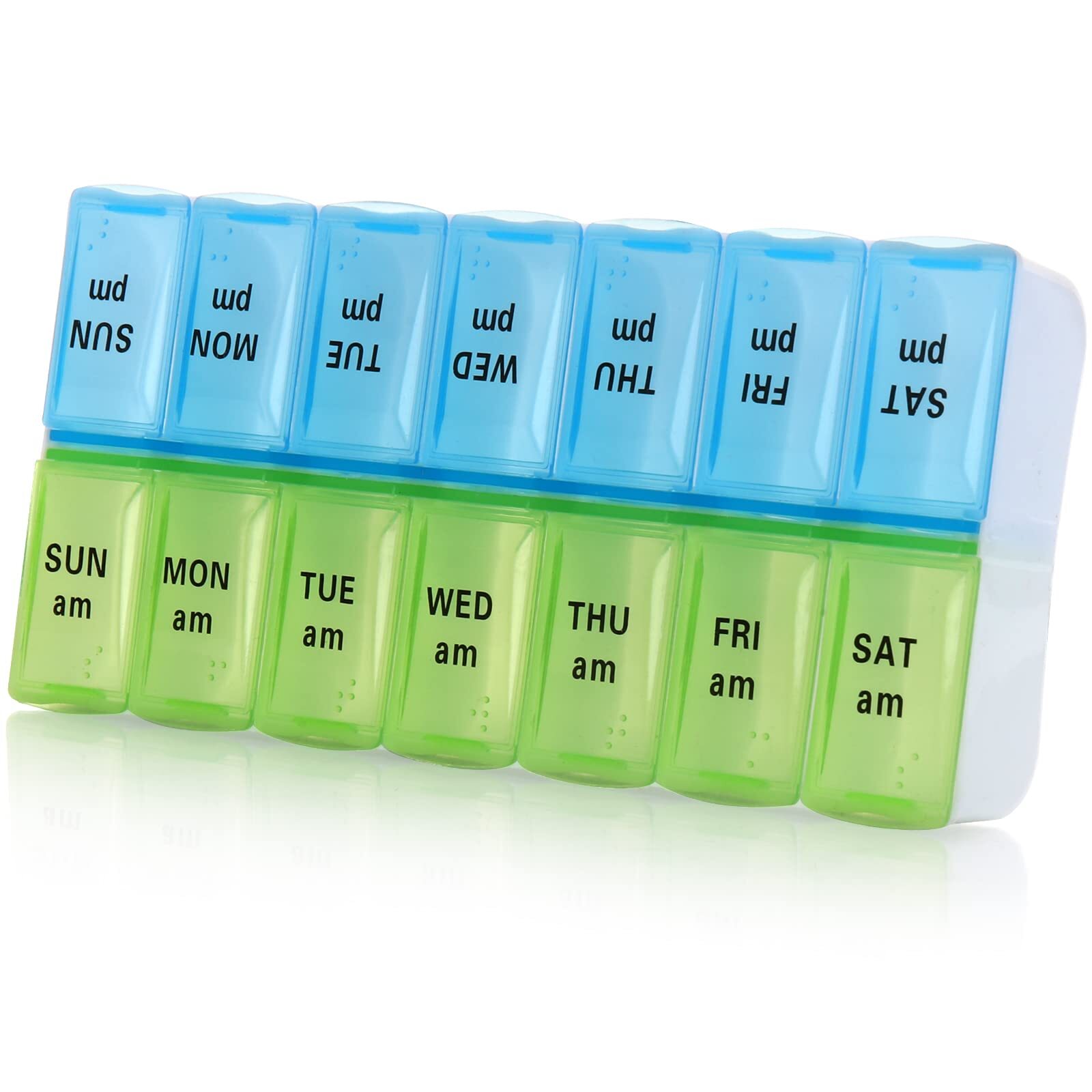 7 Day Weekly Pill Organizer，Large Daily Pill Organizer 2 Times a Day,AM PM Pi...