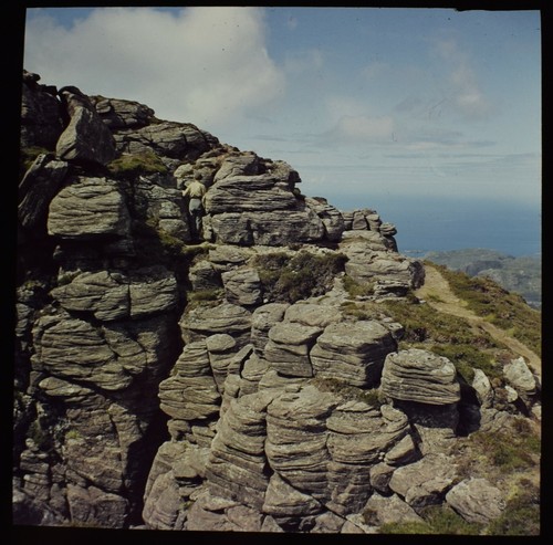 VINTAGE Magic Lantern Slide LADY ON STAC POLLY C1960 PHOTO SCOTLAND - Bild 1 von 2