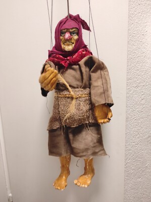alte Marionette Hexe 40cm Tschechisch? Figurentheater Puppenspiel 