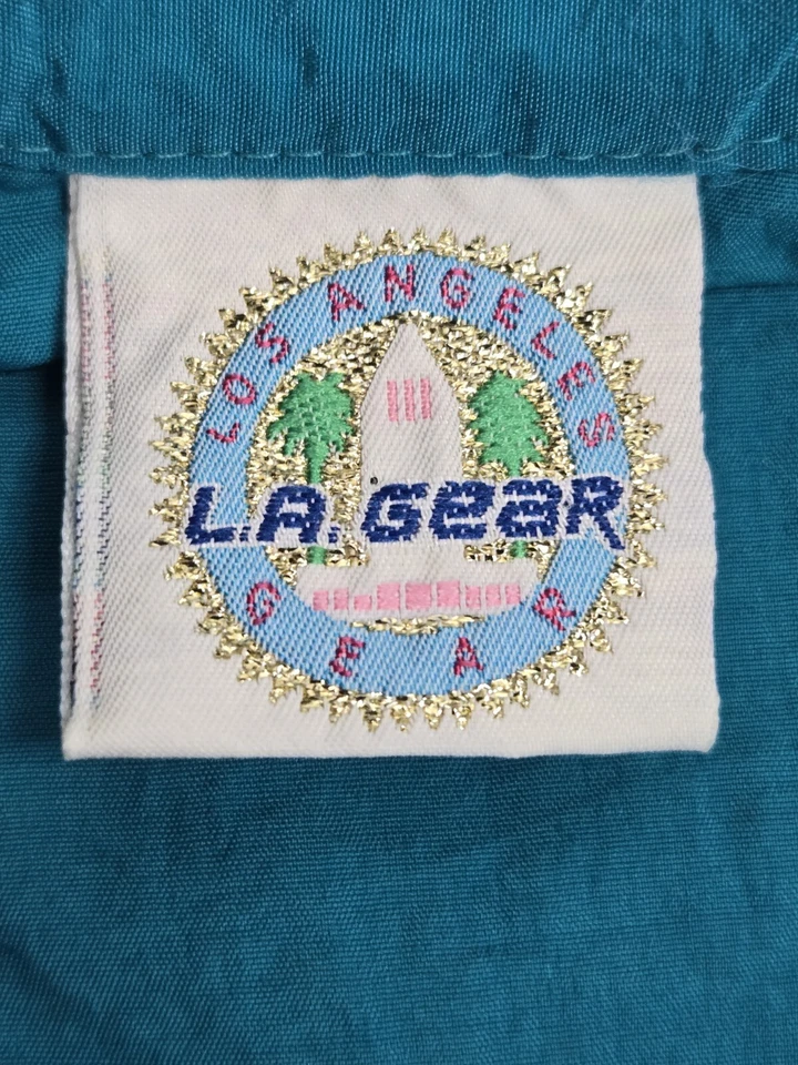 复古复古 LA Gear 风衣夹克尼龙蓝色青少年 M 美国制造  — 第 4/4 张图片