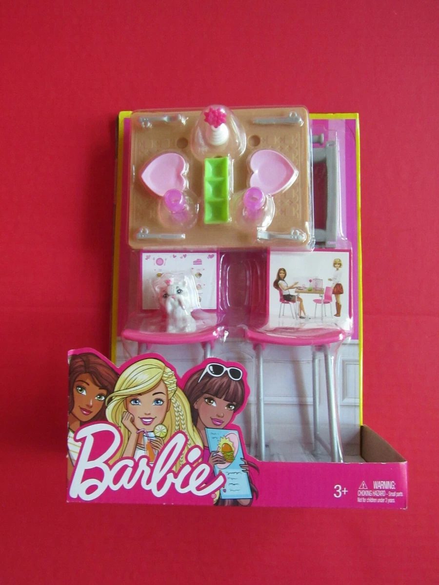 Barbie Date Night Accessories Dining Table Dog Dishes Chairs