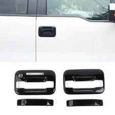 For 2004-2014 Ford F150 Black 2 Door Handle Covers F-150 Trim W/O PSKH W/KPH USA