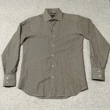 BOGOSSE M Gingham Dress Shirt Yellow Blue Long Sleeve Mens Size 2 Small 