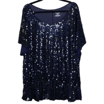 Lane Bryant Sequin Peplum Top Short Sleeve Size 22/24 NWT