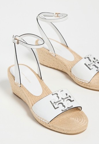 NIB TORY BURCH $248 WHITE GARDENIA INES LEATHER ESPADRILLE SANDAL SHOE/Sz 6 - Picture 5 of 9