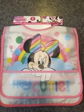 NEW Toddlers Minnie Mouse Water Resistant Bibs 2 Pk