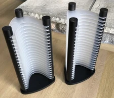 VTG 90s x20 CD Tower Rack Lot of  2 Holder Black Clear Plastic Futuristic Retro