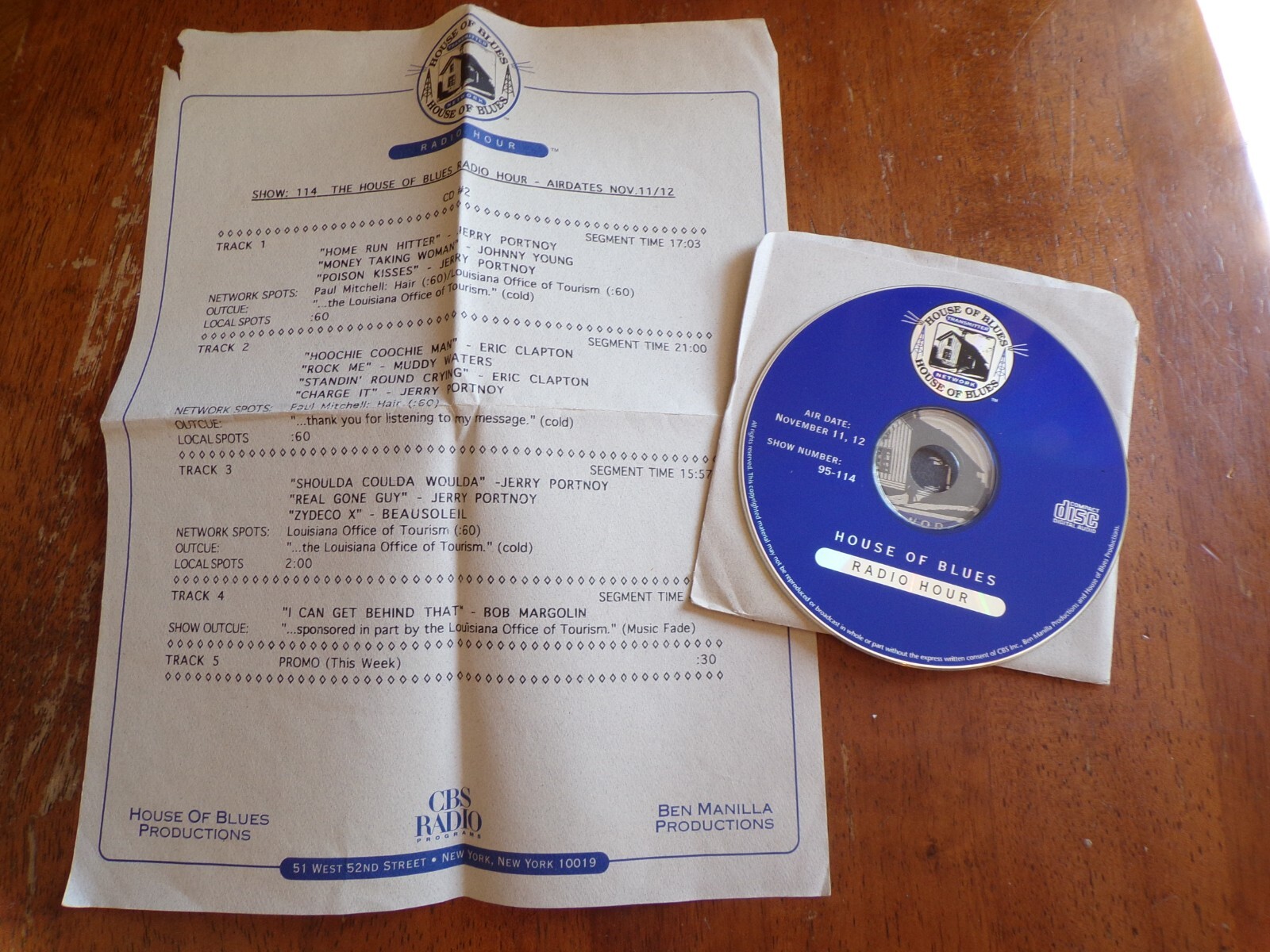 Jerry Portnoy + Eric Clapton Radio Show House of Blues Nov 1112 1995