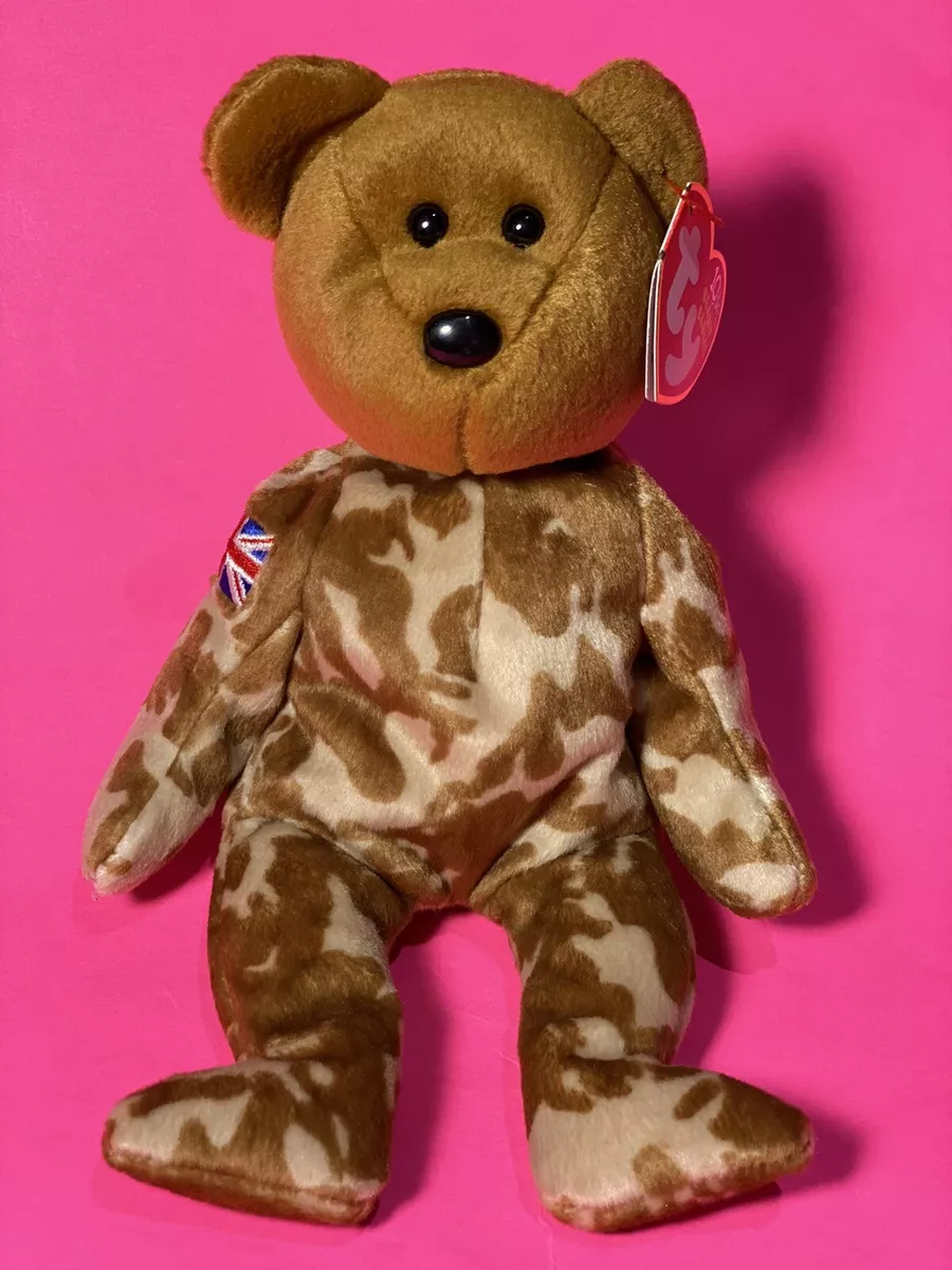 Ty Beanie Baby HERO UK the Bear United Kingdom Flag On Arm