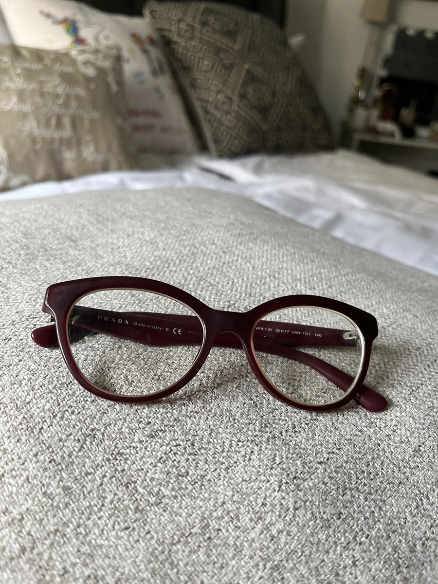 Authentic Prada VPR11R UAN 1O1 Burgundy Red 50mm Glasses Frames Eyeglasses Italy