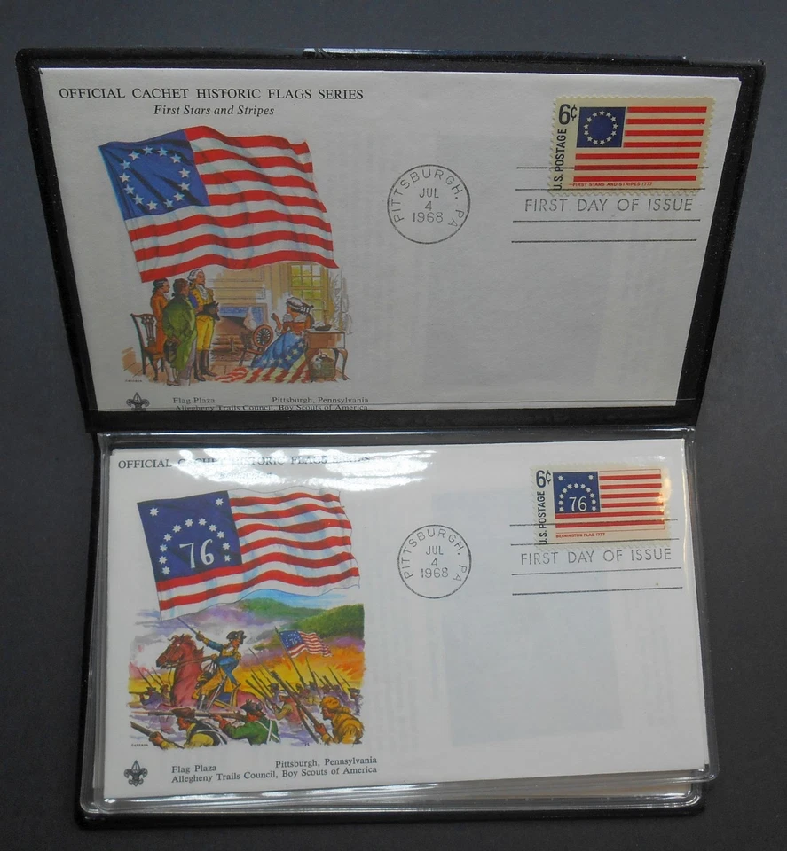 1968 Historic Flags Sc 1345-1354 set of 10 with ATCBSA Boy Scouts cachets folio - Image 3 of 4