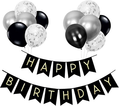 Geburtstagsdeko Party Geburtstag Dekoration Girlande Ballons 13x Silber B637