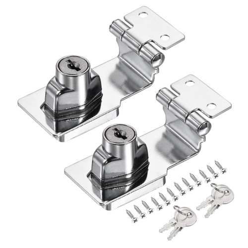 2pcs 3" Keyed Alike Hasp Lock 90 Degree Chrome Plated Twist Knob Silver - 第 1/6 張圖片