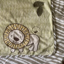 Cocalo Baby Blanket Jungle Lion Green Stripe Brown fuzzy  comfy blanky lovey
