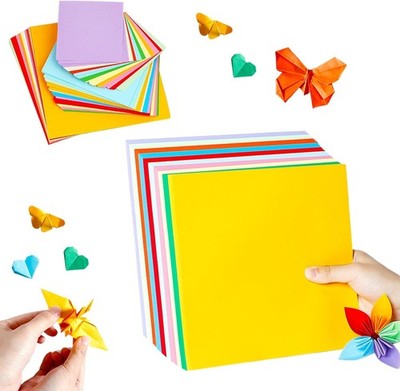300 Blatt Buntes Origami-Papie, Bunt Faltpapier Paper,20x20 15x15 10x10CM
