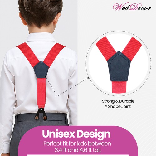 Kids Luxury Y-Back Braces – Elastic Suspenders for Boys & Girls Formal Wedding - Picture 33 of 101