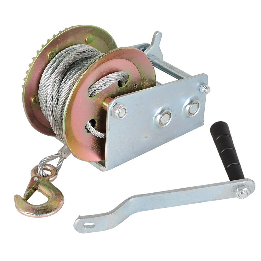 3500lbs Dual Gear Hand Winch Hand Crank Boat ATV RV Trailer Cable Winch