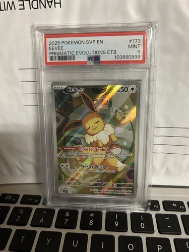 2025 POKEMON PRISMATIC EVOLUTIONS ETB PROMO #173 EEVEE PSA 9