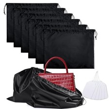 6 Pack Purse Dust Bags Large Silk Drawstring Dust Black-6pcs M-19.6  15.7 in
