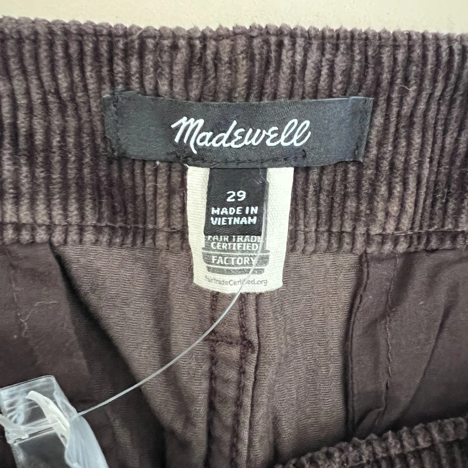 Pantalón Madewell Mujer 29 Marrón Bajo Colgado Suelto Utilitario Pana Tiro Alto Pierna Ancha Foto 3 de 4