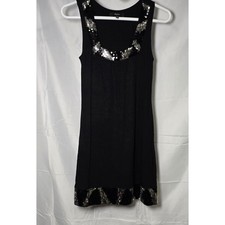 Express Black Sequin Mini Dress Womens XS Sleeveless Scoop Neck Cocktail Party