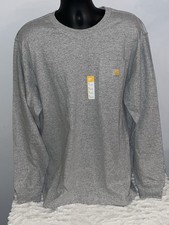 CARHARTT MENS HEAVYWEIGHT LONG SLEEVE GREY LOOSE FIT POCKET TEE SHIRT SMALL NWT