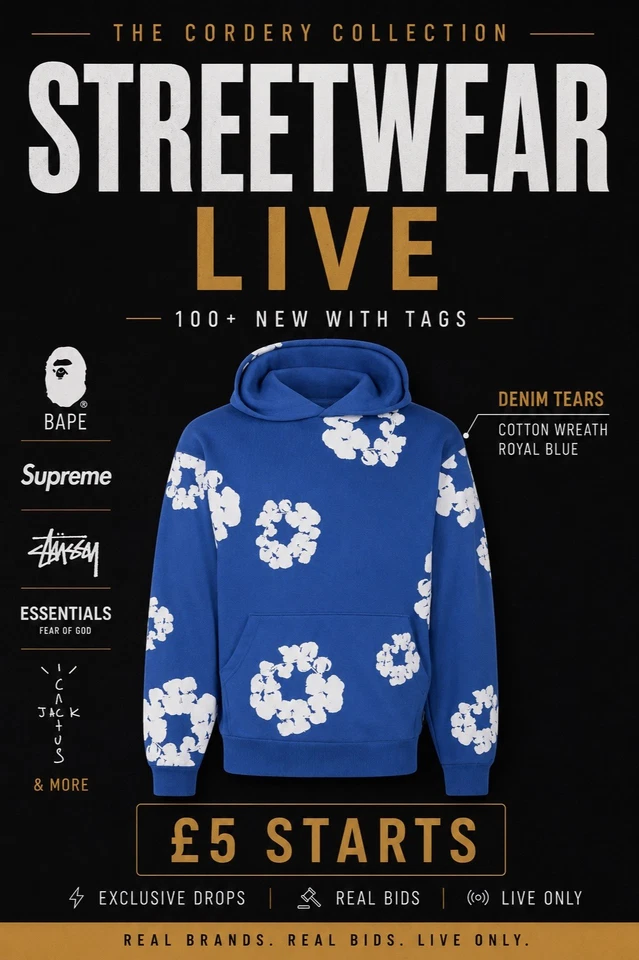 🔥 STREETWEAR DROP | Denim Tears • Supreme • BAPE | £5 STARTS