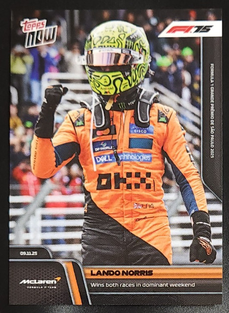 Lando Norris 2025 Topps Now F1 Formula 1 #75 Wins Both Races In Dominant Weekend