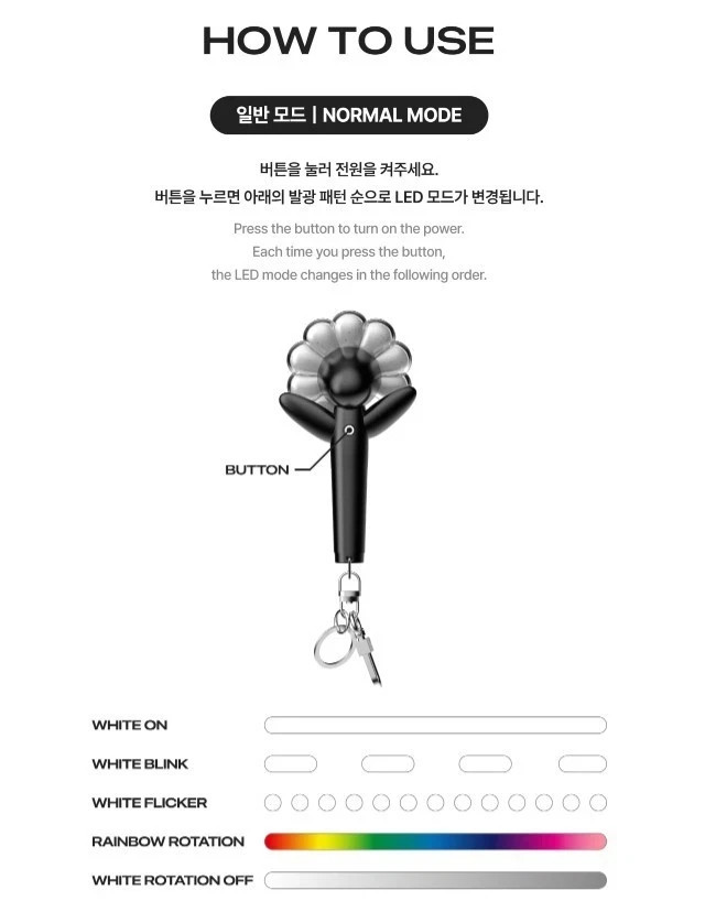 NEW]G-DRAGON GD Official Mini Light Keyring ( Black / Mint Ver