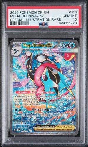 2026 POKEMON CHAOS RISING SPECIAL ILLUSTRATION RARE #116 MEGA GRENINJA EX PSA 10