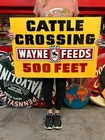 Vintage Style Metal Sign 2 Sided Cattle Crossing NOT Porcelain 34x24 Made USA