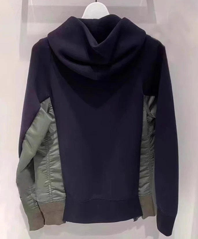 Sudadera con Capucha Suelta Térmica Cremallera Empalmada Sacai Suerte Otoño Dama Foto 3 de 4