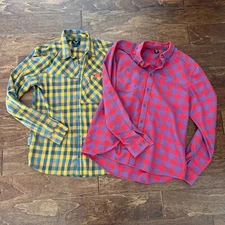 Salewa Bundle of 2 Men’s Long Sleeve Button Down Plaid Flannel Shirts Medium