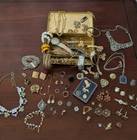 Vintage Estate Rhinestone Gold/Silver Tone Costume Jewelry Box Mixed Lot