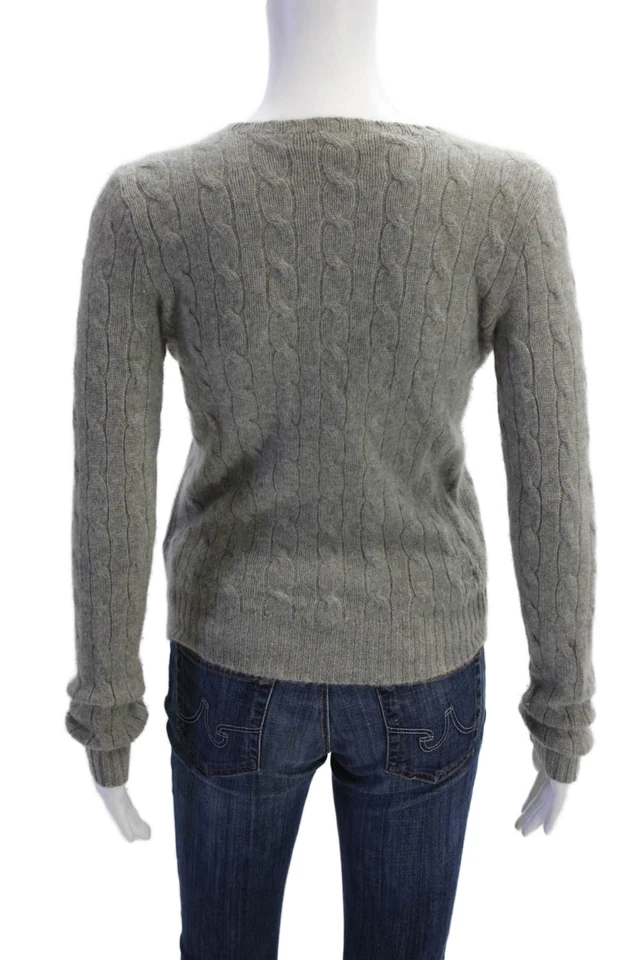 Ralph Lauren женщин кашемир длинным рукавом круглый вырез Slim Fit свитер серый размер M - Изображение 3 из 4