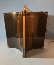 1960/70 MCM Style Smoke Lucite Shade Hanging Lamp 4panel w/ cylinder inside 