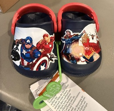 Marvel Avengers Crocs toddler size 4 clogs rubber shoes red blue superheroes new