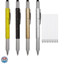 4 Pcs Multitool Pens 6 in 1 Multi-tool Pen Set with Refills for Men's Birthda...