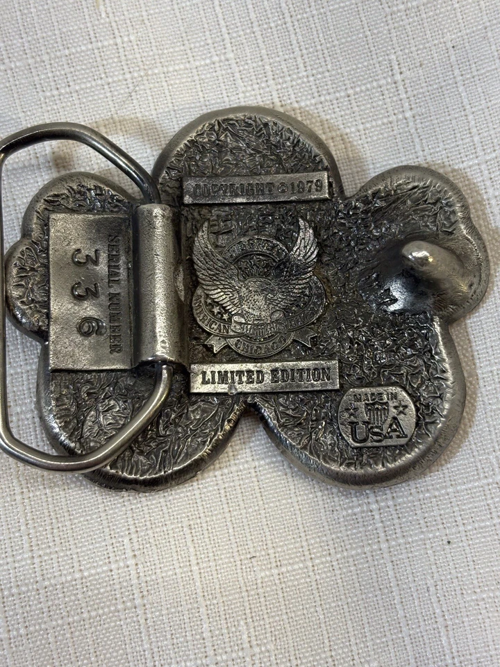 Silver Belt Buckle Limited Edition Serial #336 1979 Vintage 2x21/2” - Image 2 of 3