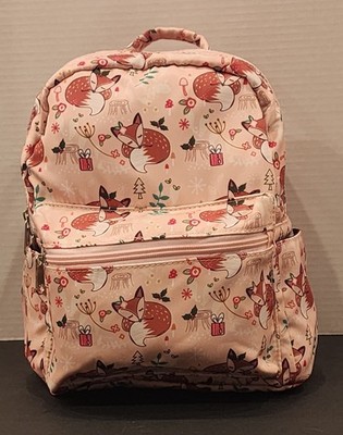 YiXiamo - Fox Print Mini Backpack - Woodland Animal Pattern - 10in Kids Bag