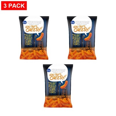 Kroger Cheesy Puffed Corn Curls Chips 7 oz - Pack of 3
